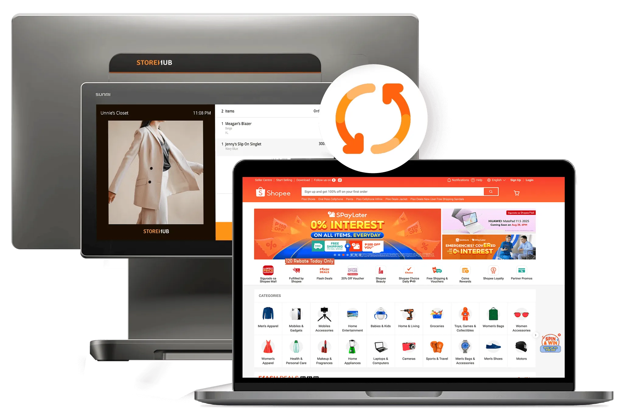StoreHub POS system integrating with Shopee and other marketplaces for centralised order synchronisation and management.