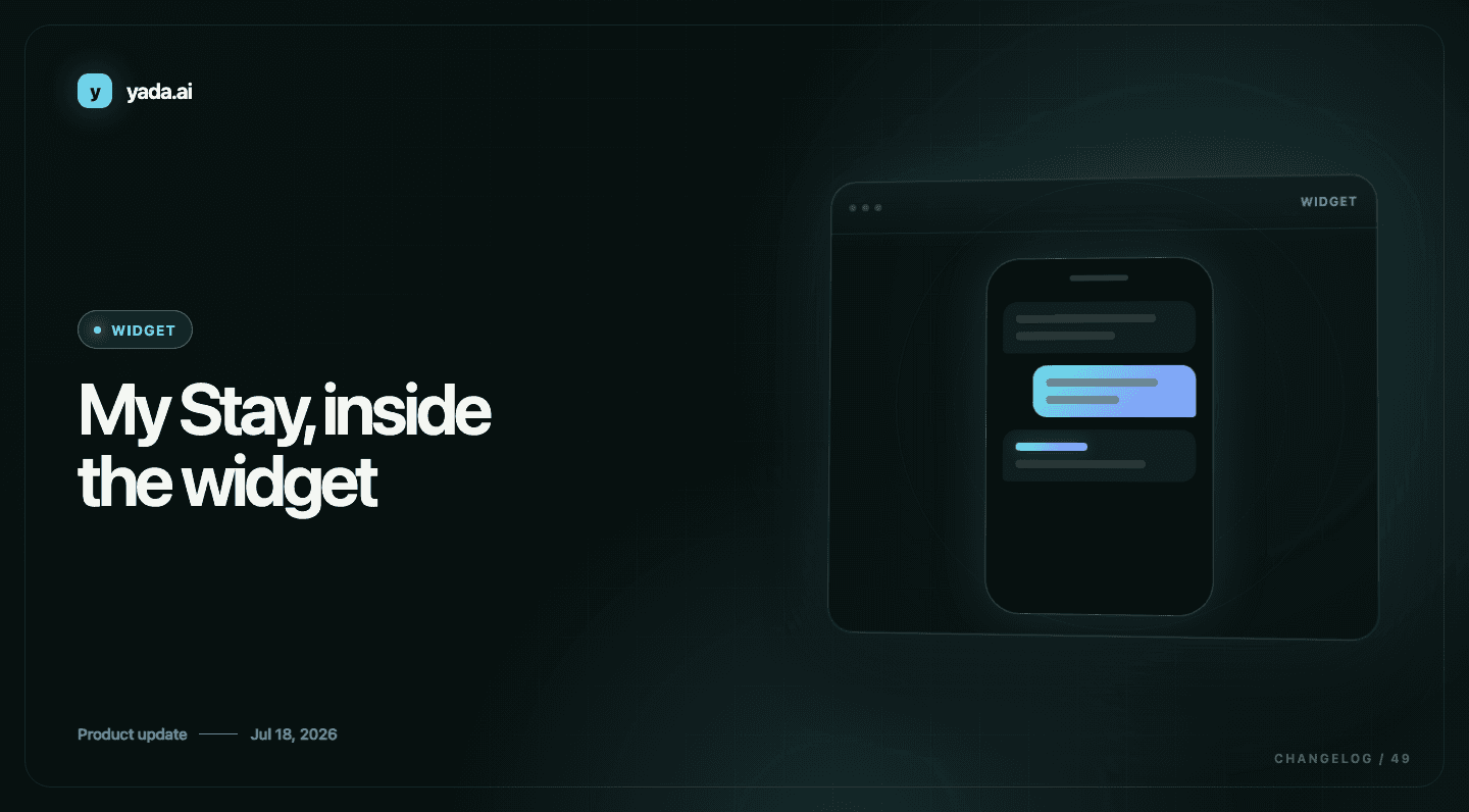 My Stay, inside the widget — Yada Widget product update