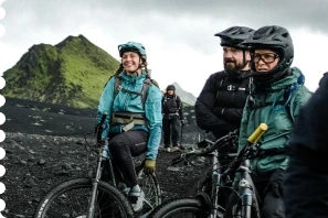 People standing around in Iceland