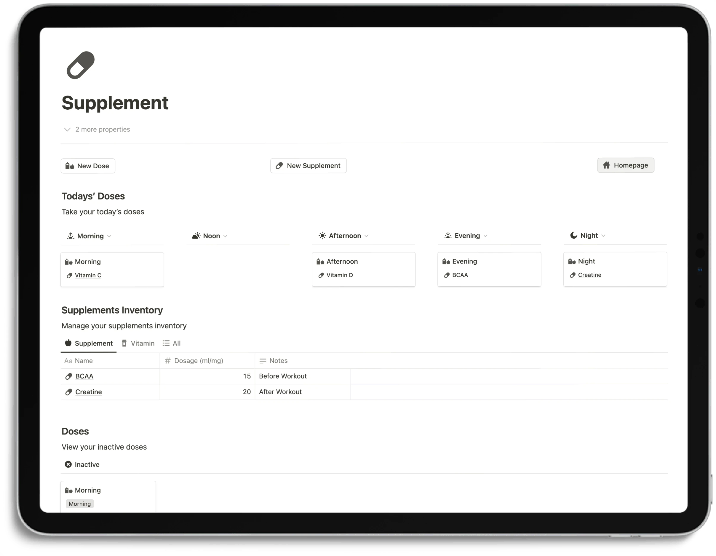 Notion Optimal Workout System - Supplement