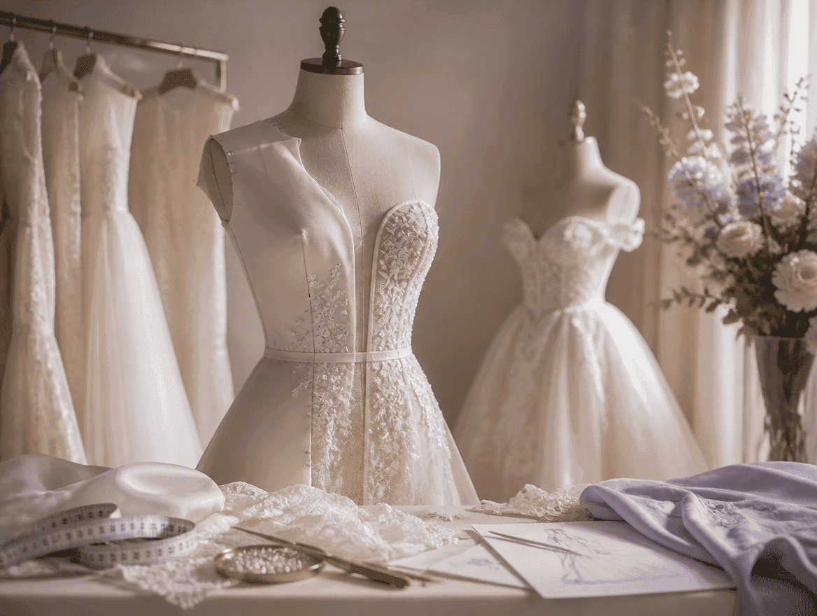 Hand finished corset structure inside a custom couture wedding dress bodice