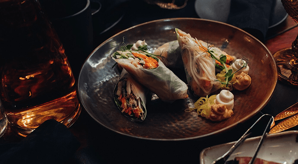 a woman with flowers