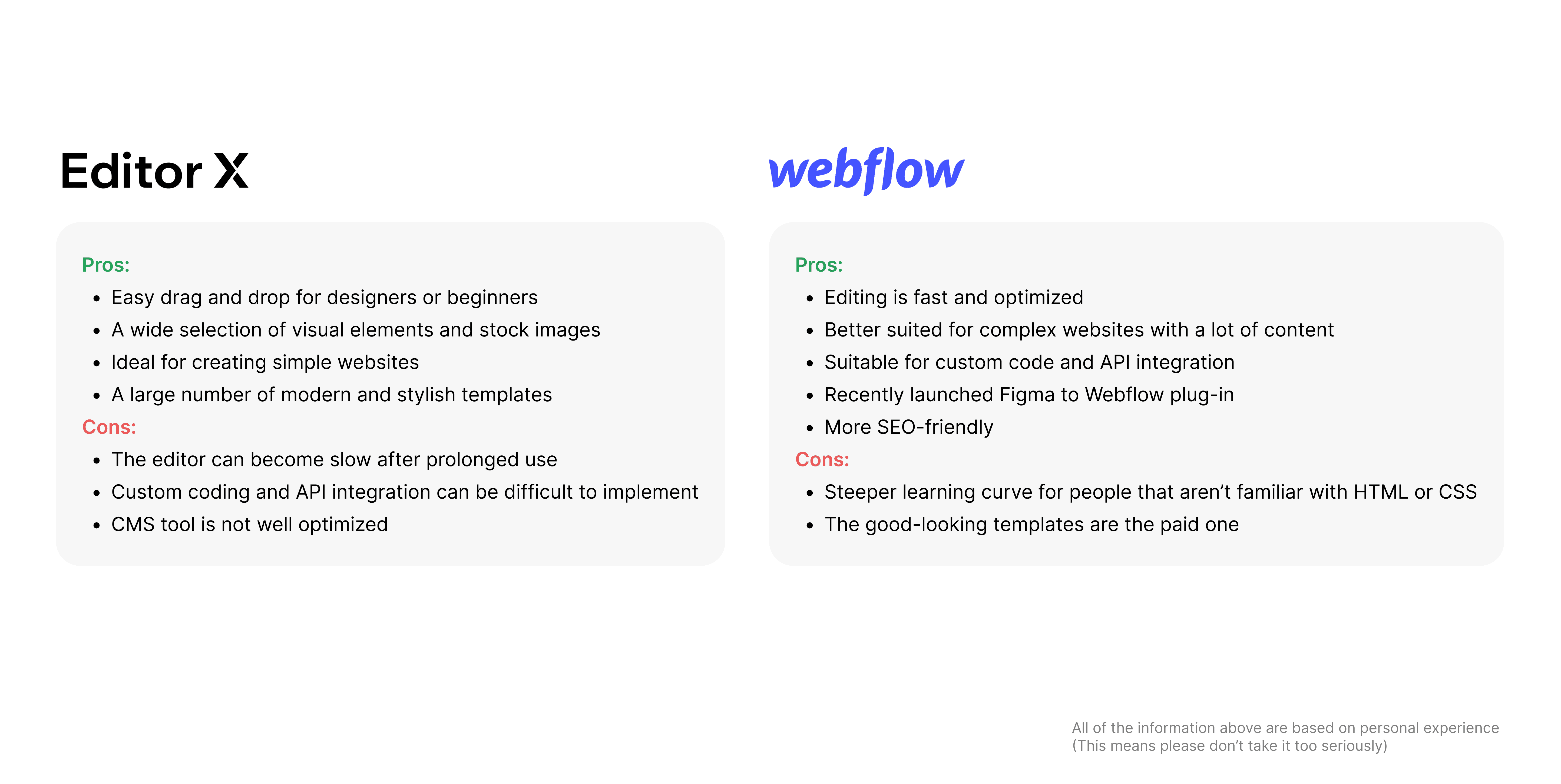 EditorX vs Webflow