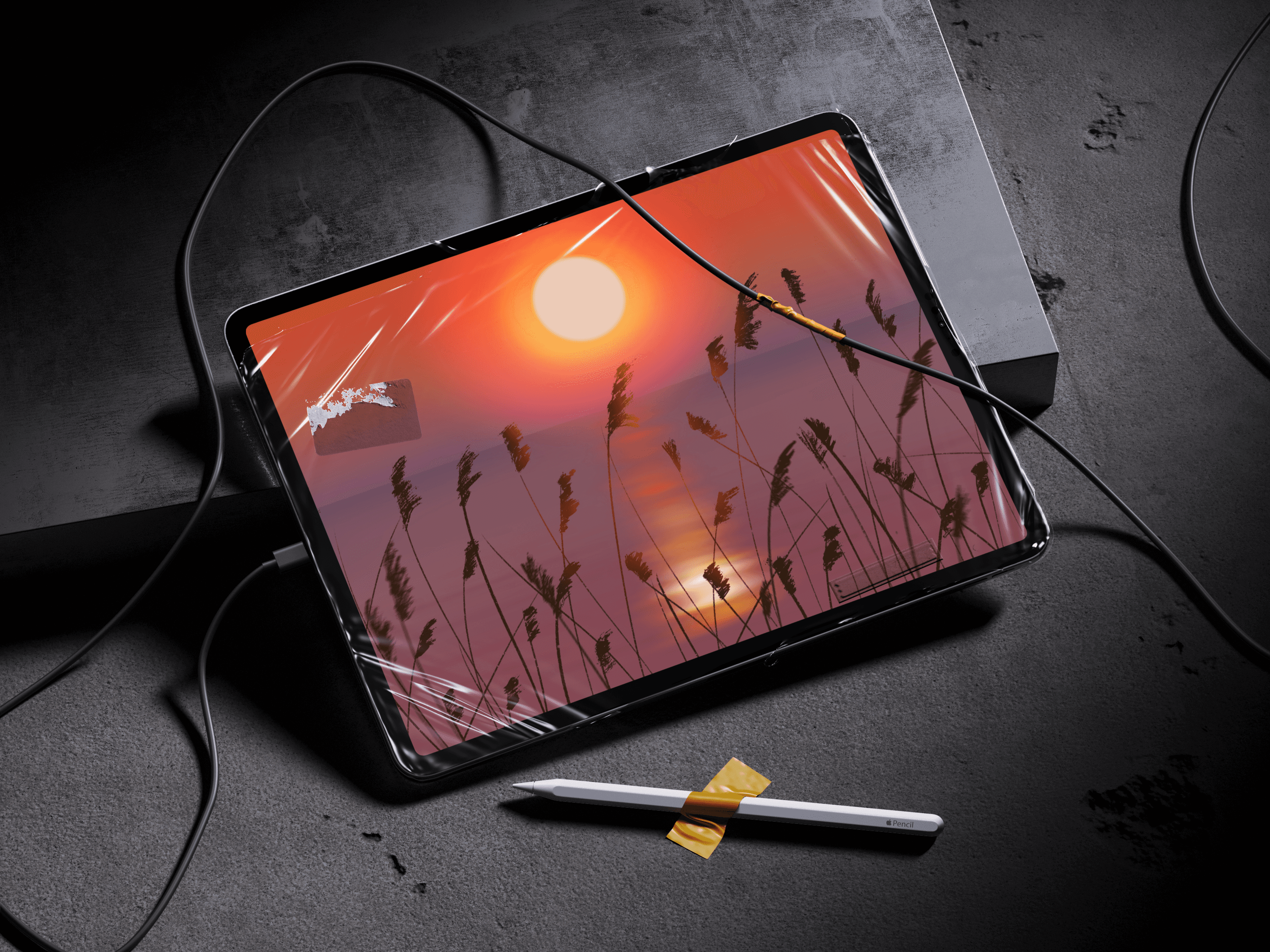 purple white and orange light