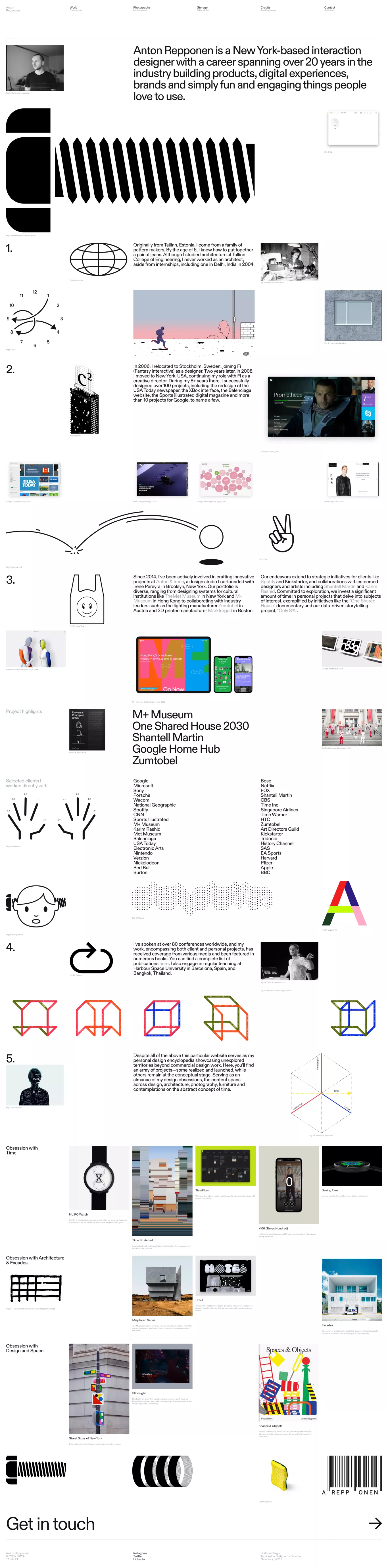 Anton Repponen portfolio page screenshot showcasing Design and Art design