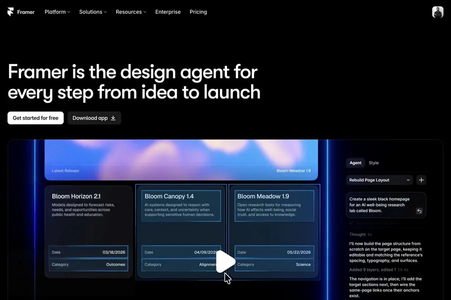 Framer website preview, captured September 18, 2026