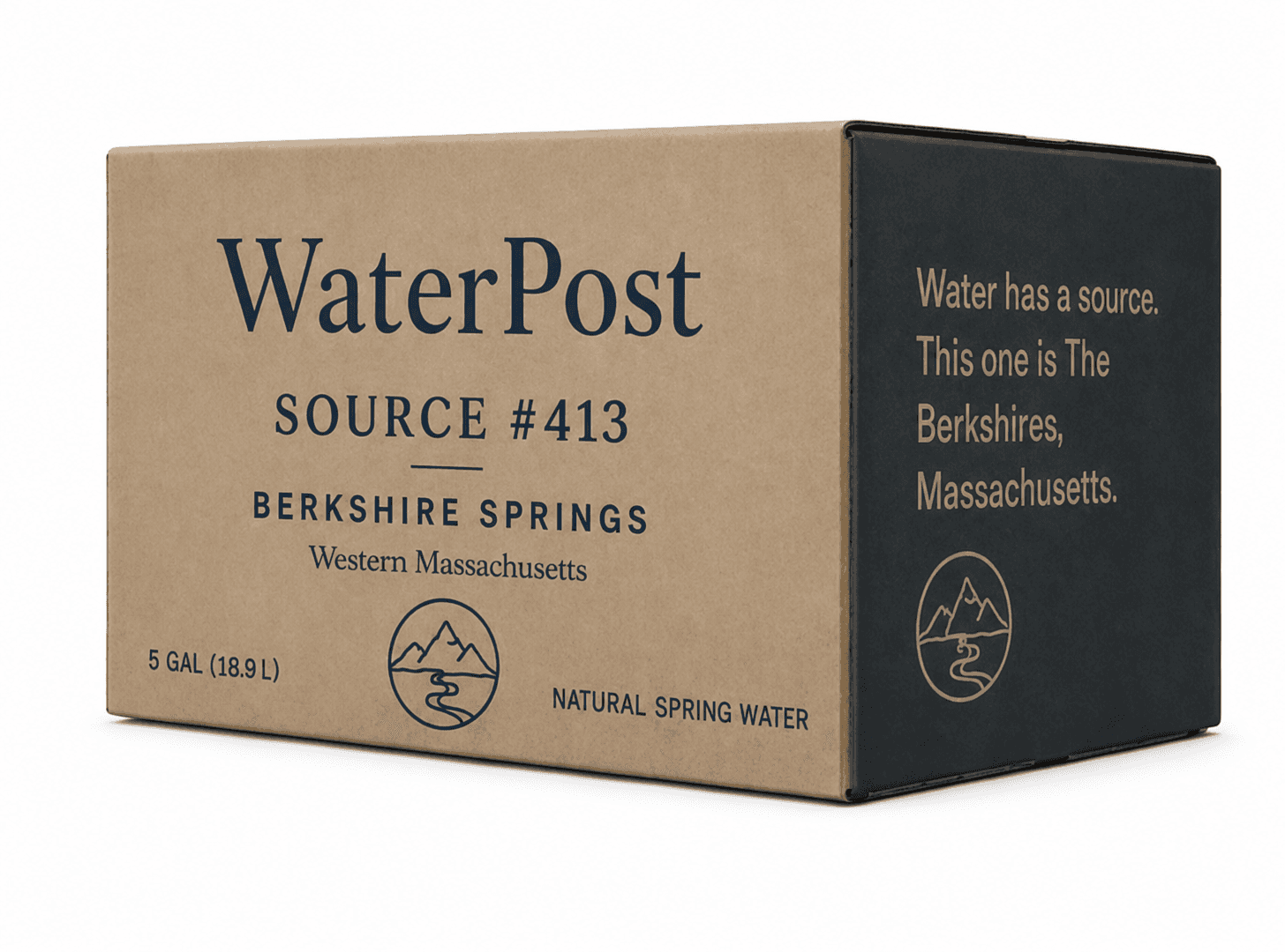 WaterPost branded shipping box for a five-gallon spring water jug