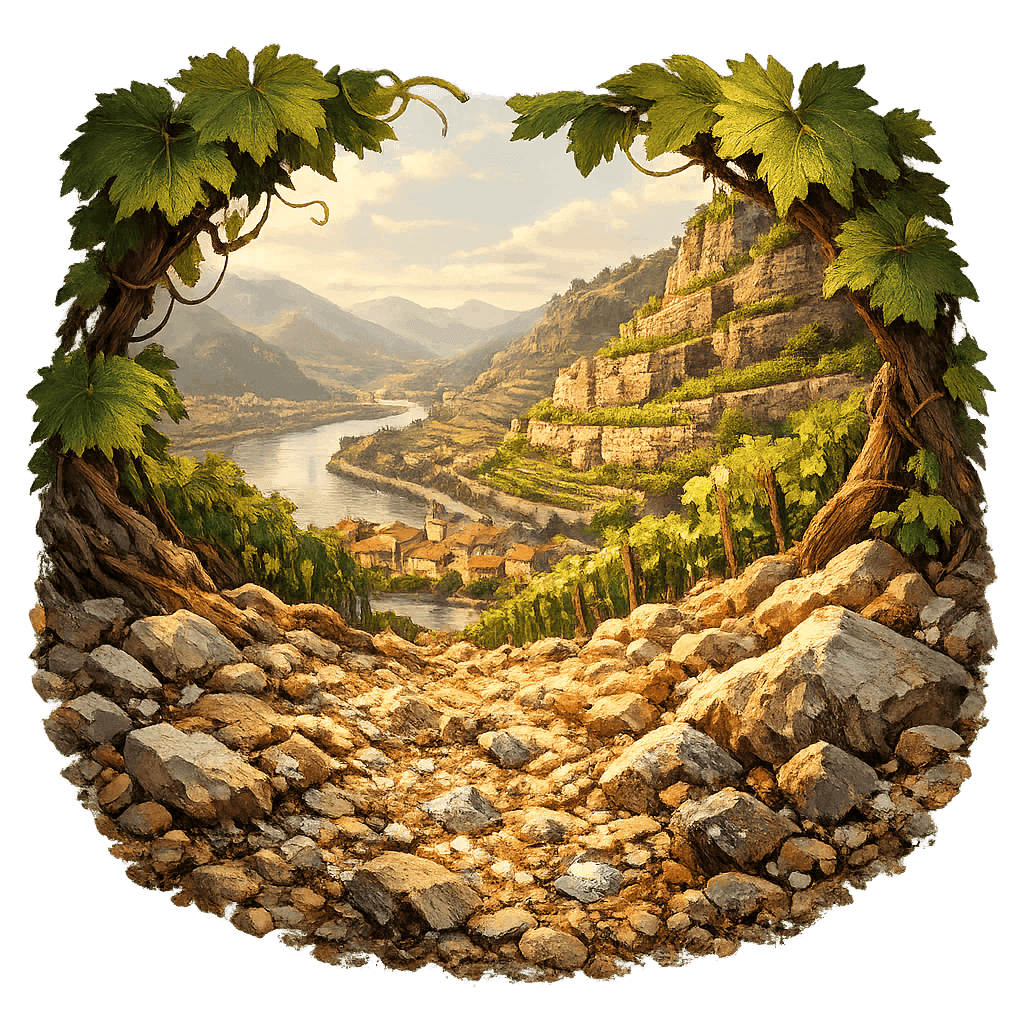 Detailed graphic of the Condrieu wine region.