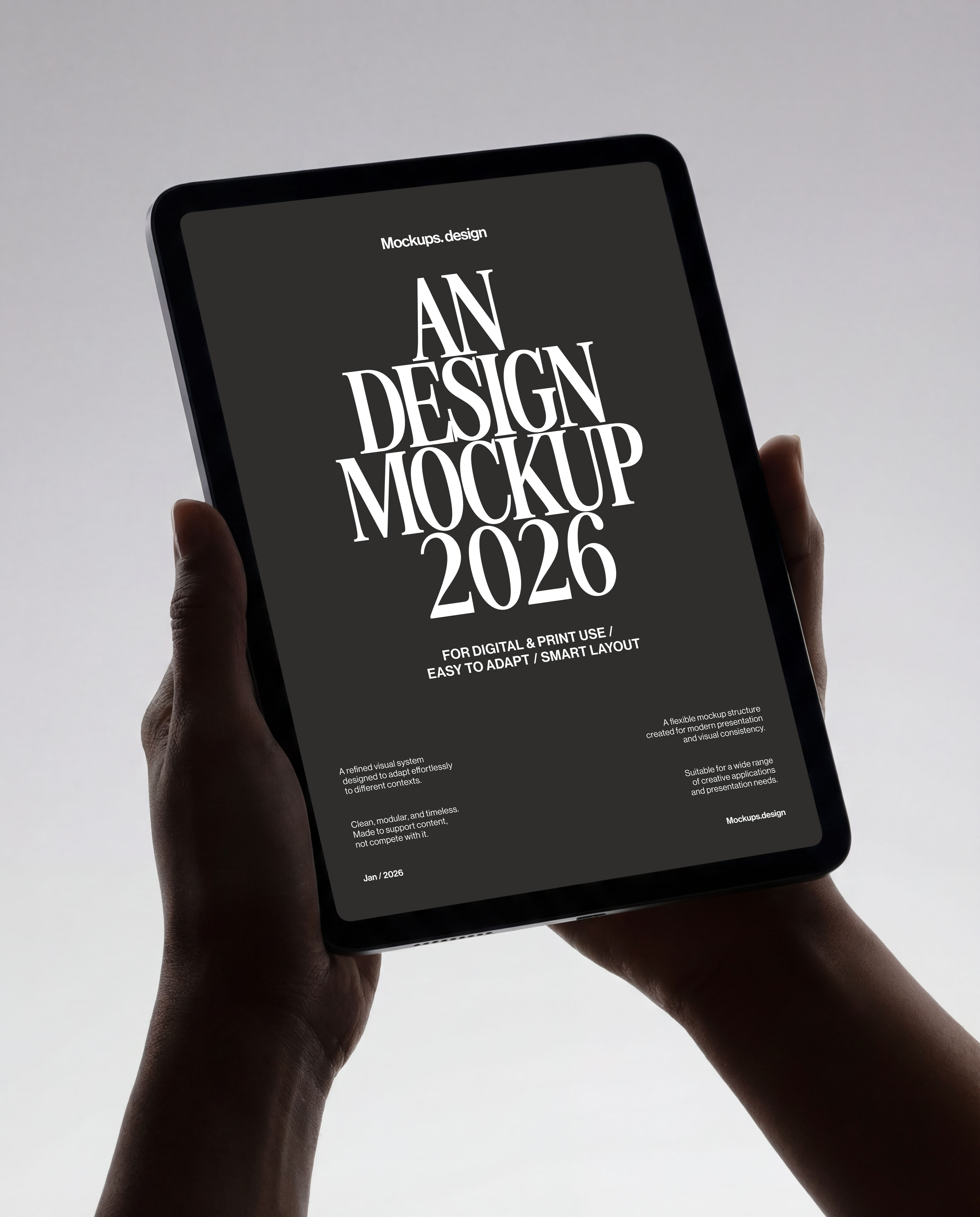 iPad mockup with minimal clean background, professional scene