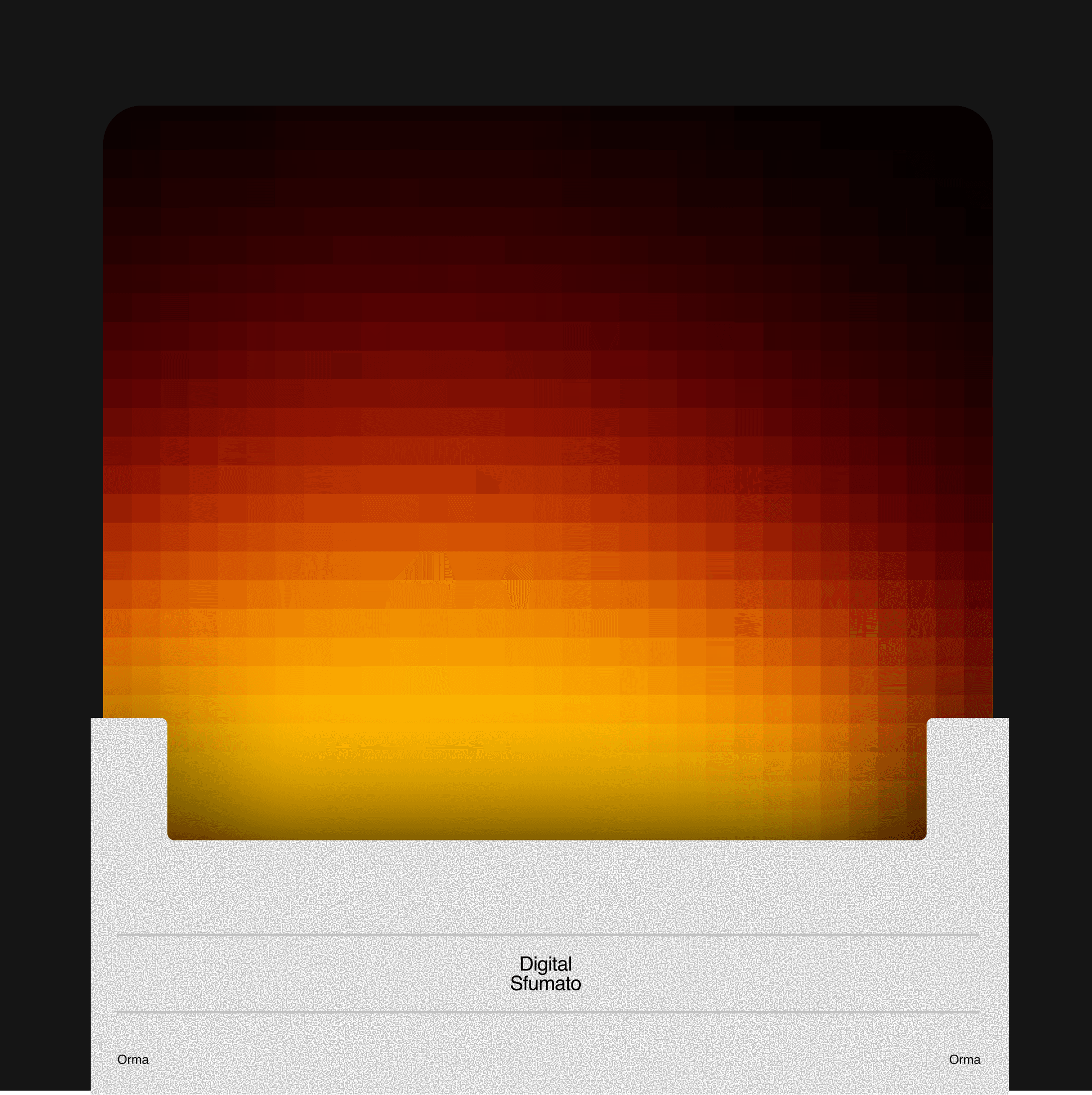 Gradient softly banded by deliberate quantization. Digital Sfumato, Orma.