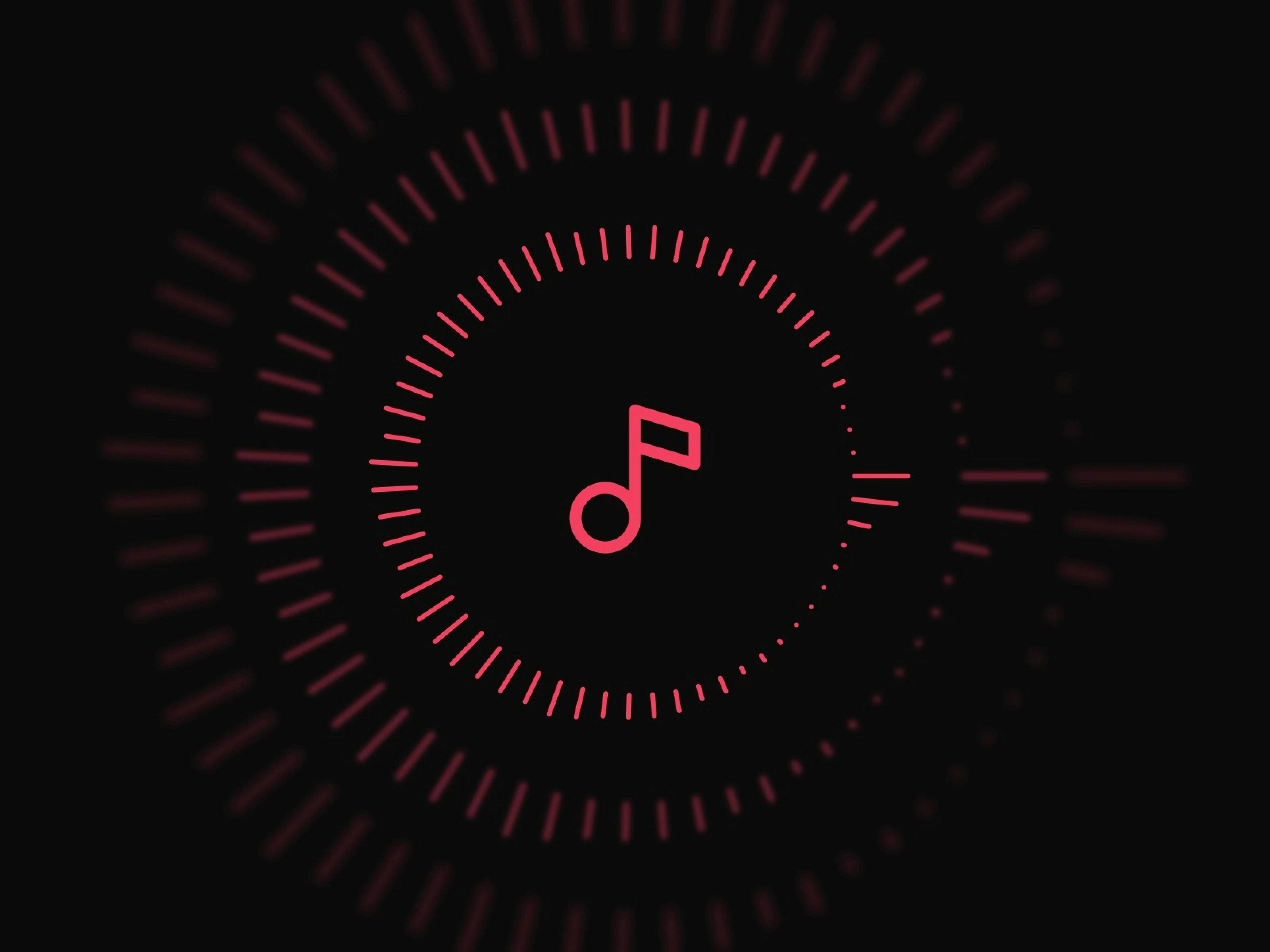 A musical note icon is centered with a red waveform radiating in a circle as part of the Sound Wave graphic.