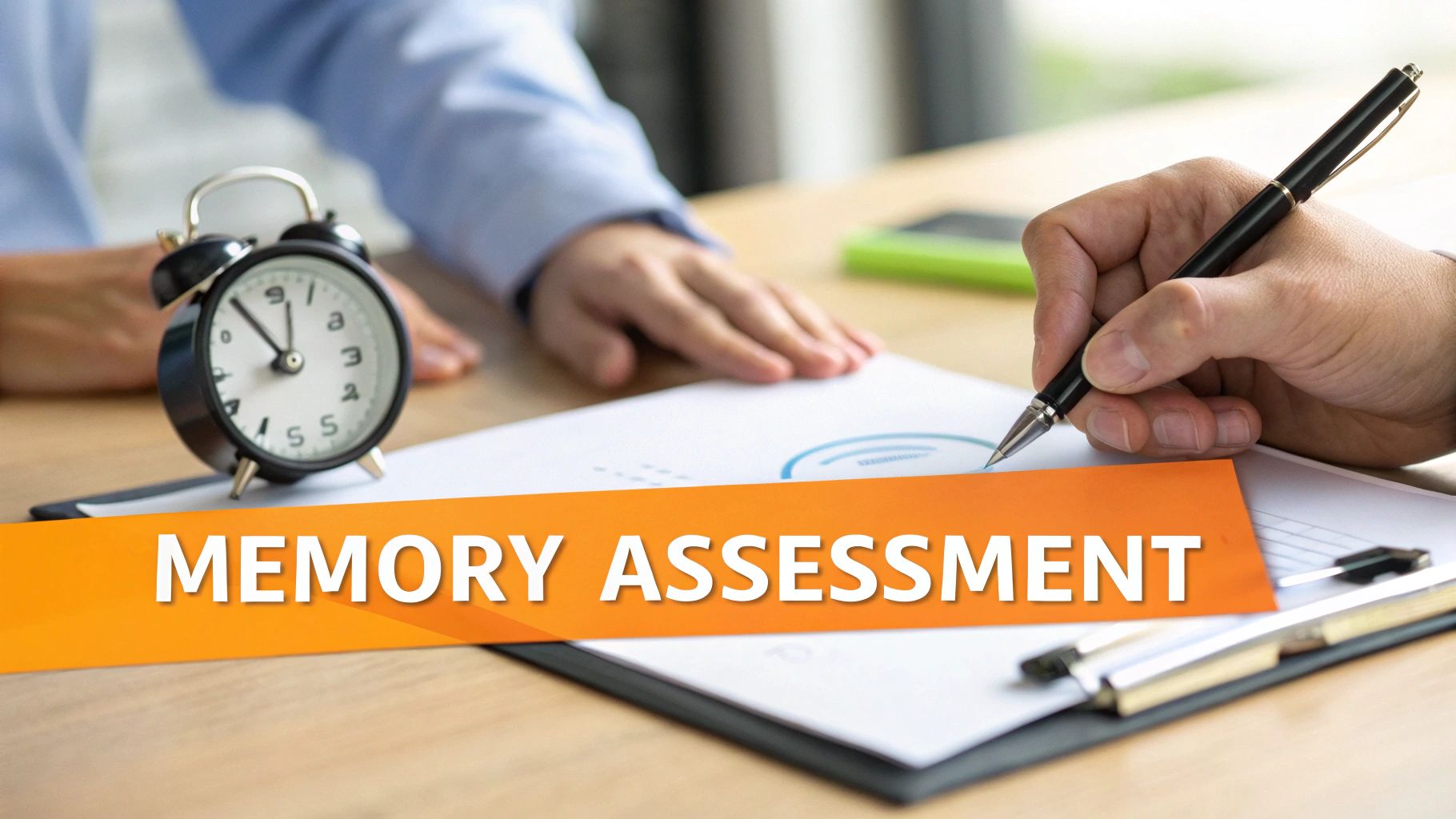 A clinician discussing a memory test with a patient