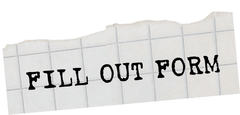 A close-up image of the torn edge of graph paper, displaying a grid pattern on the paper surface, with the words "Fill out form".