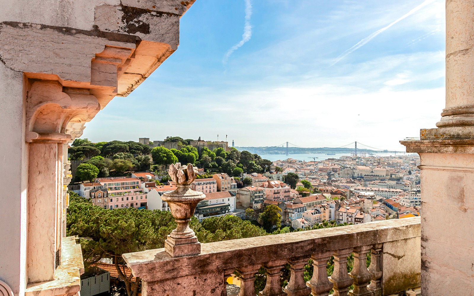 Lisbon cityscape from Church of Graça terrace viewpoint.