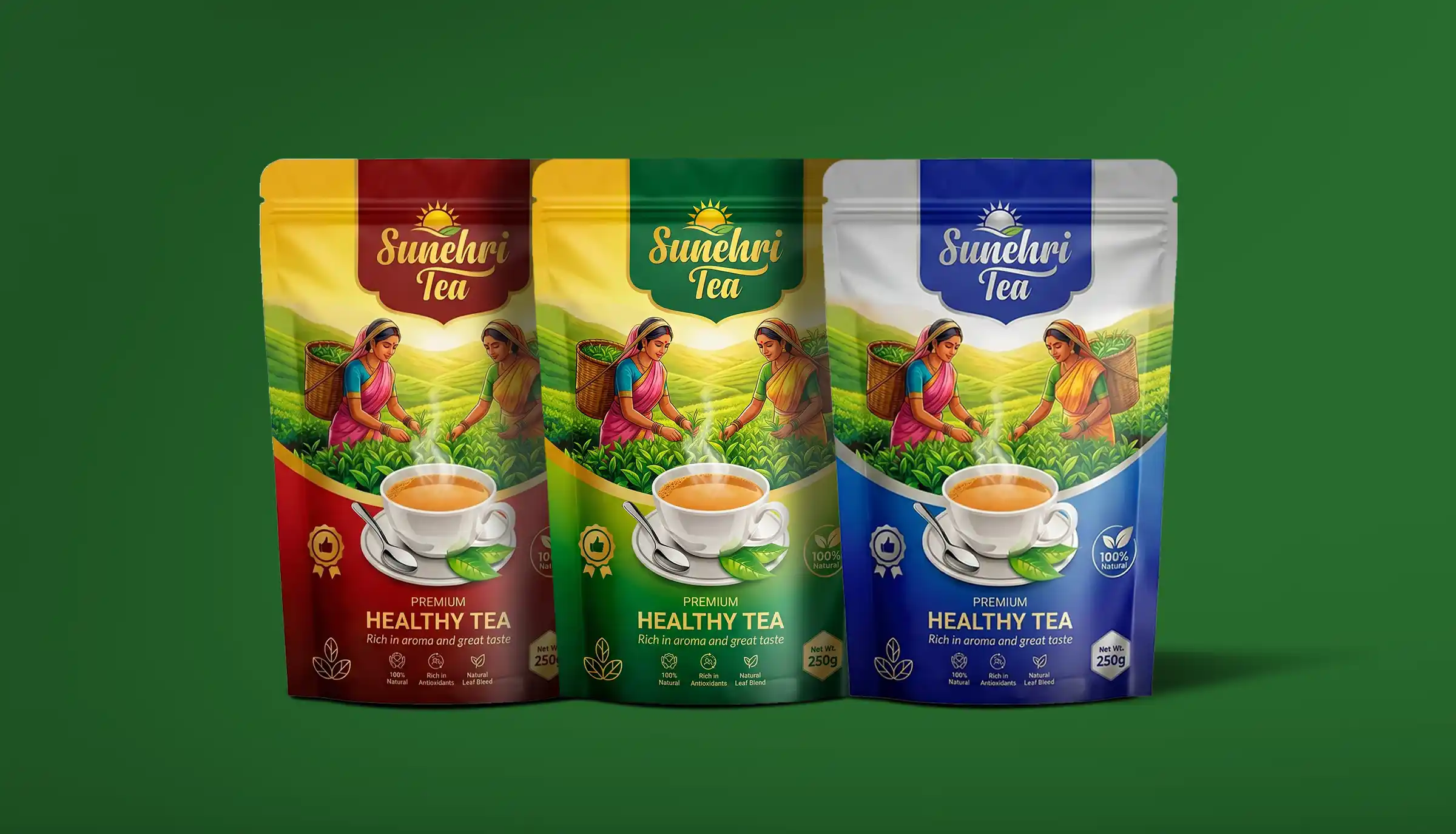 Sunehri Tea packaging design by Inspixel Design - Digital Marketing & Advertising Agency Kolkata