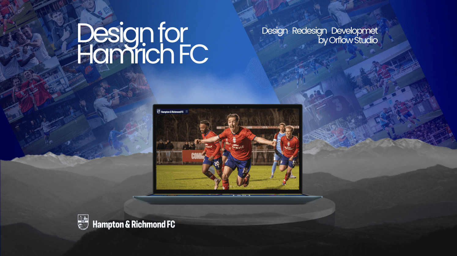 Responsive Shopify website design for Hampton & Richmond FC, featuring a sleek, fan-friendly online store layout