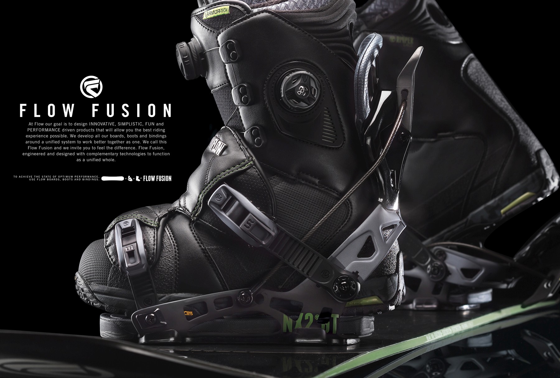 Flow Fusion snowboard boot and binding system product campaign