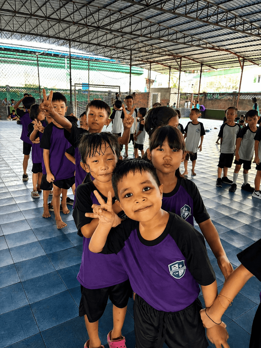Kindergarten students at Elpis International School enjoying a sports activity in Yangon, Myanmar