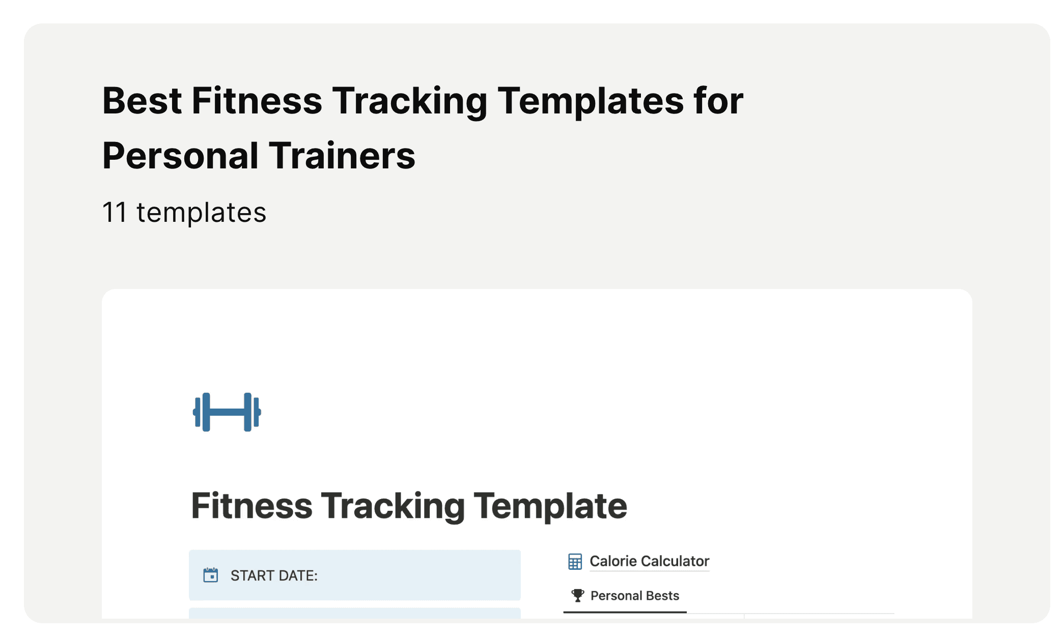 Best Notion fitness tracking template for personal trainers