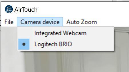 AirTouch Camera Drop Down Menu