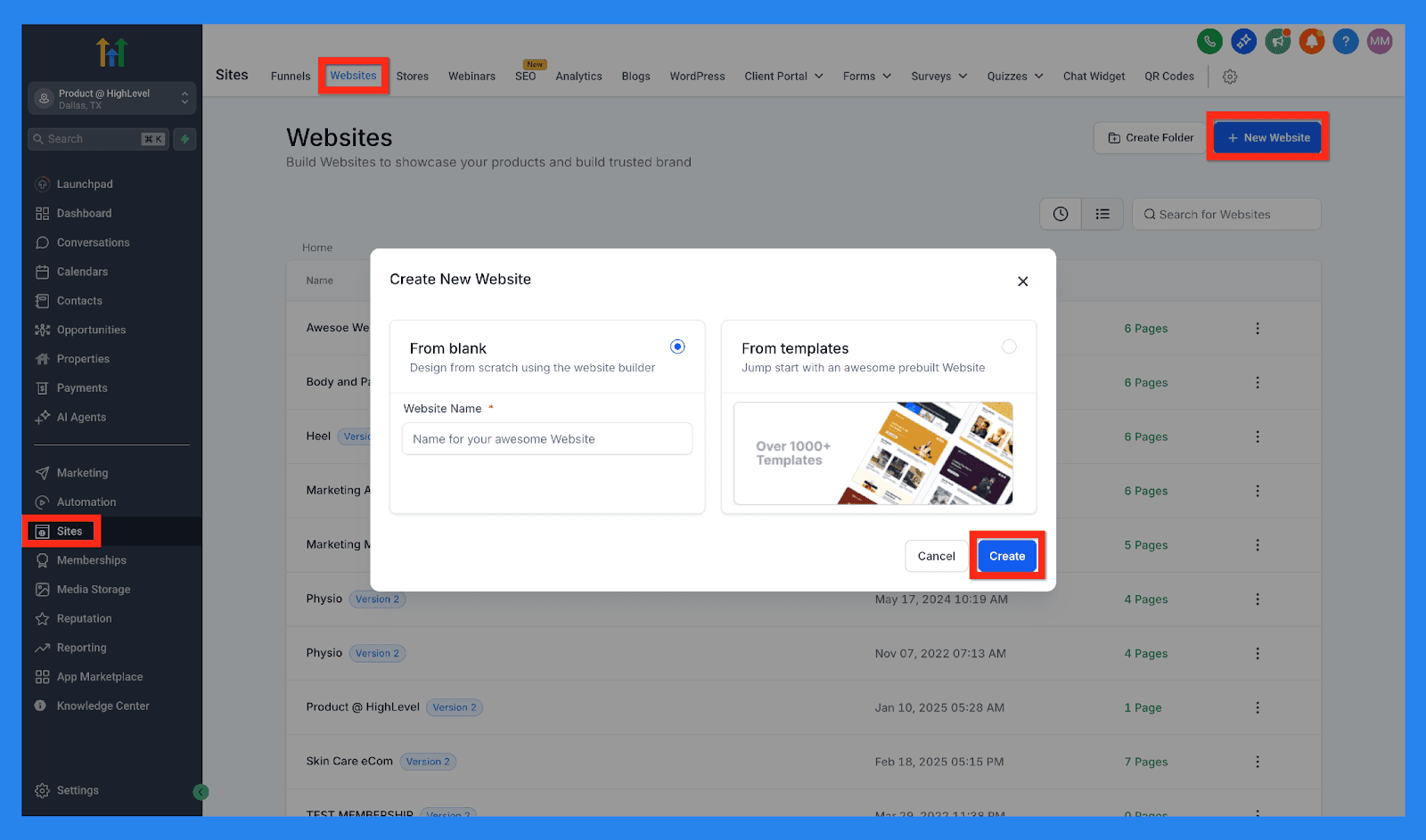GoHighLevel Key Features: Funnels & Website Builder