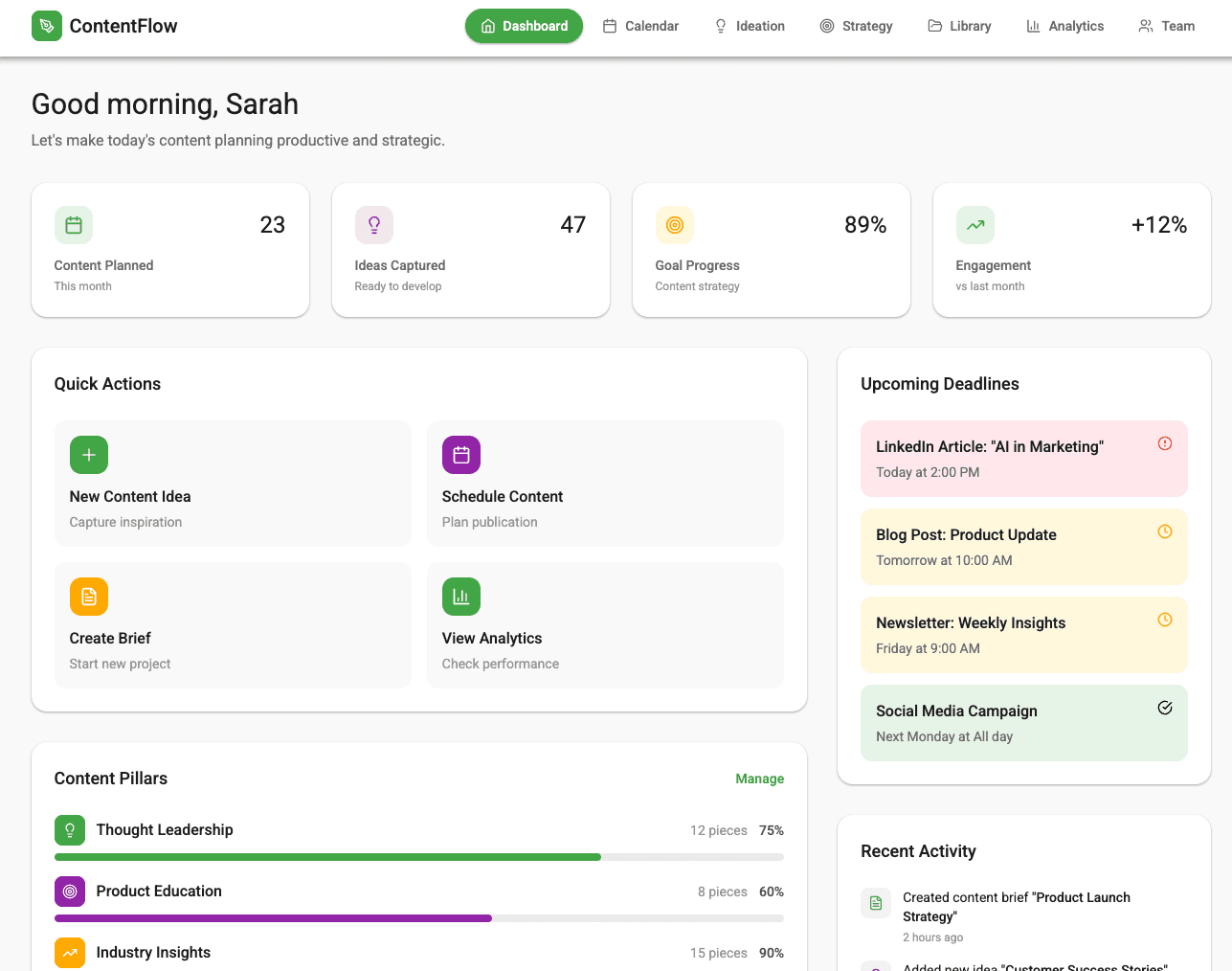 An interface with material design.