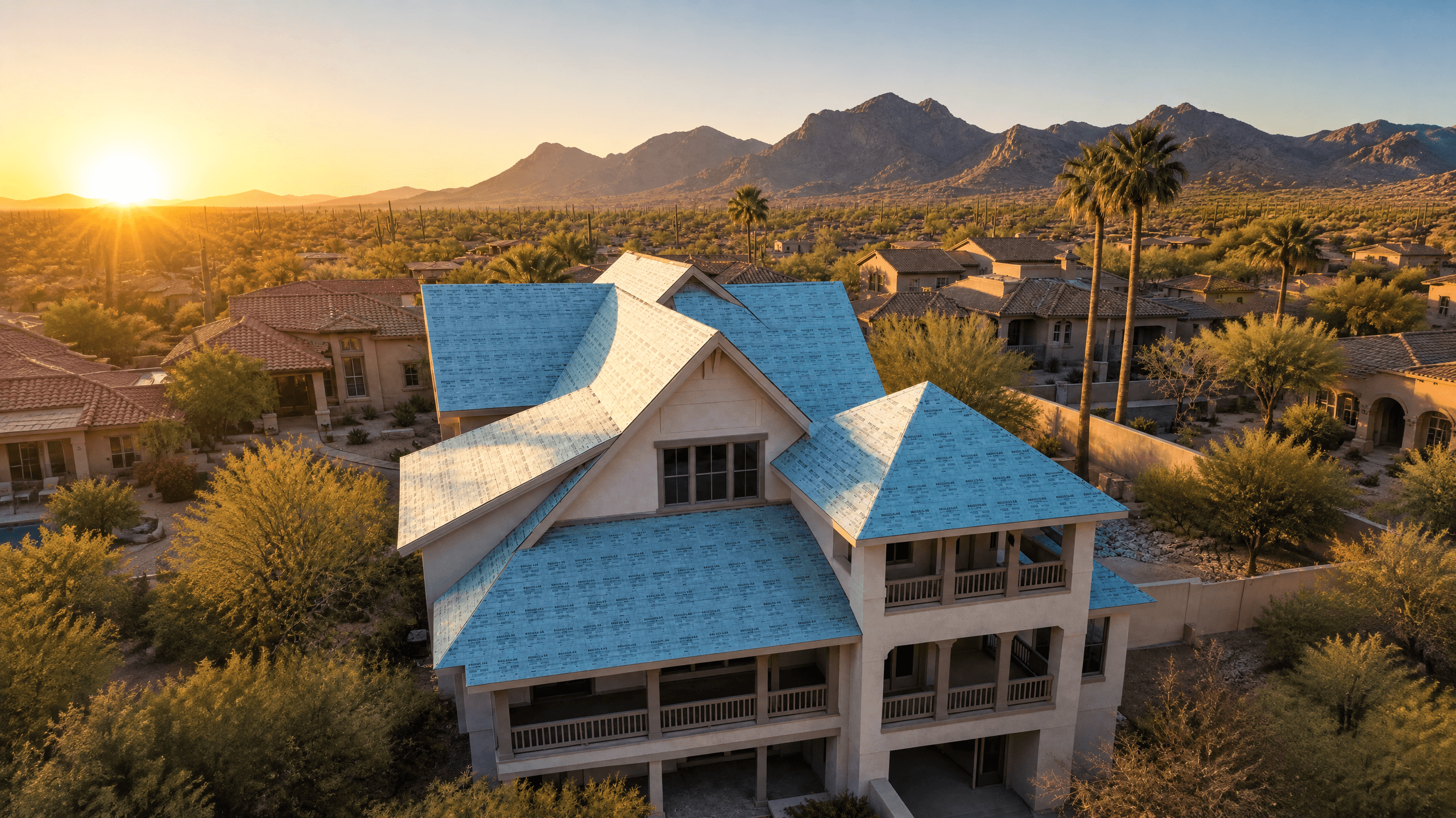 Roofing crew working on a Phoenix home