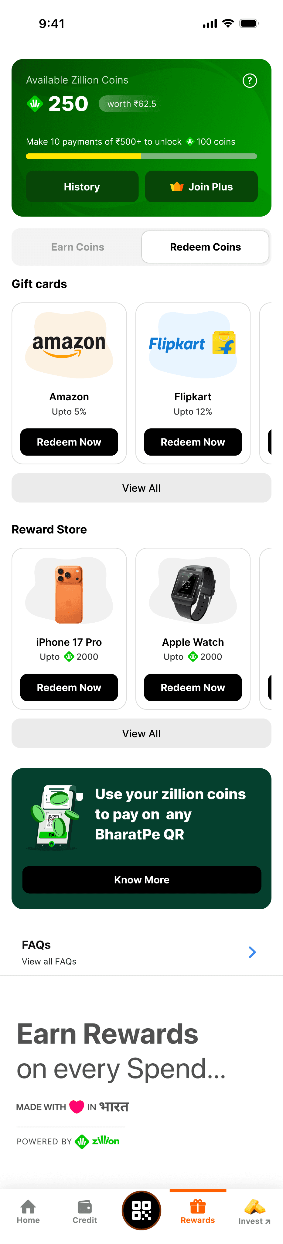 Rewards lobby redeem tab