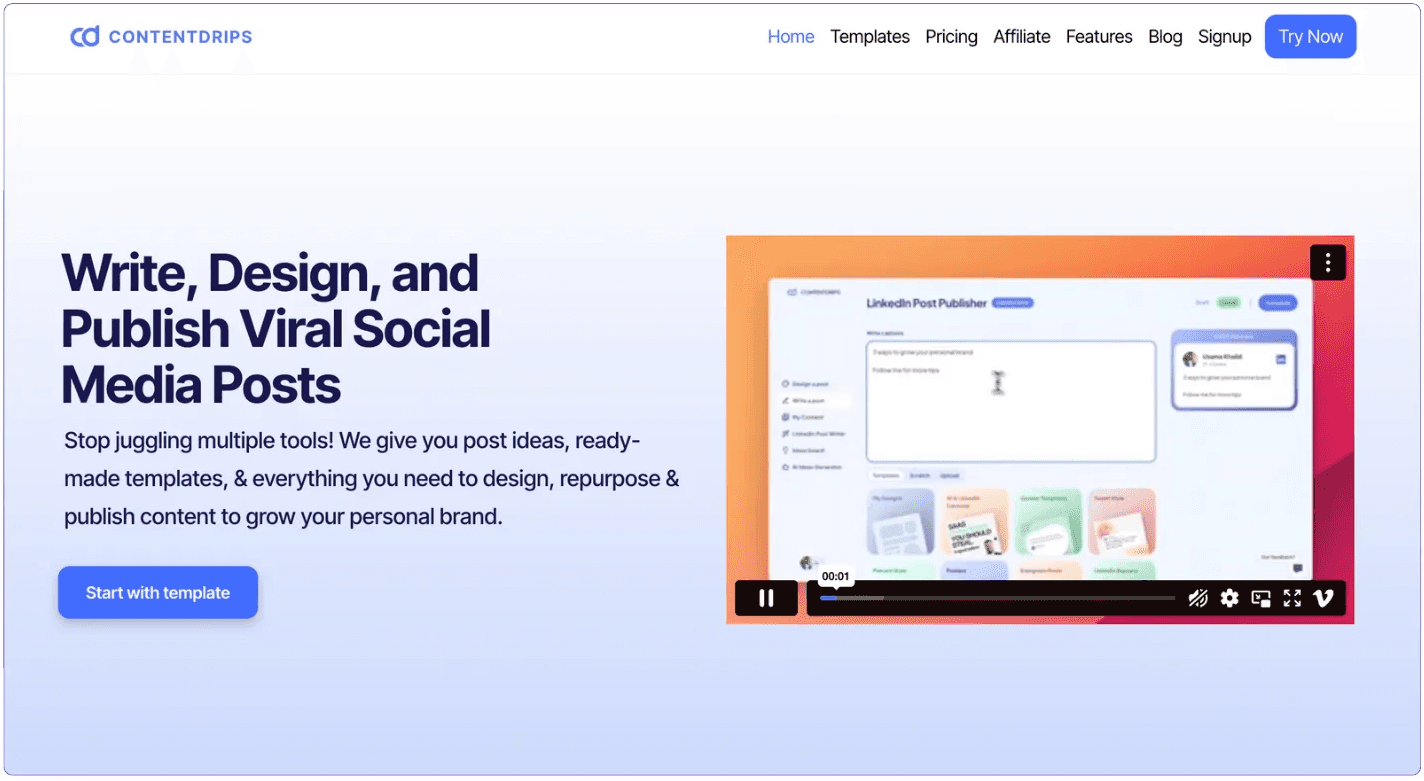 Page d'accueil de ContentDrips