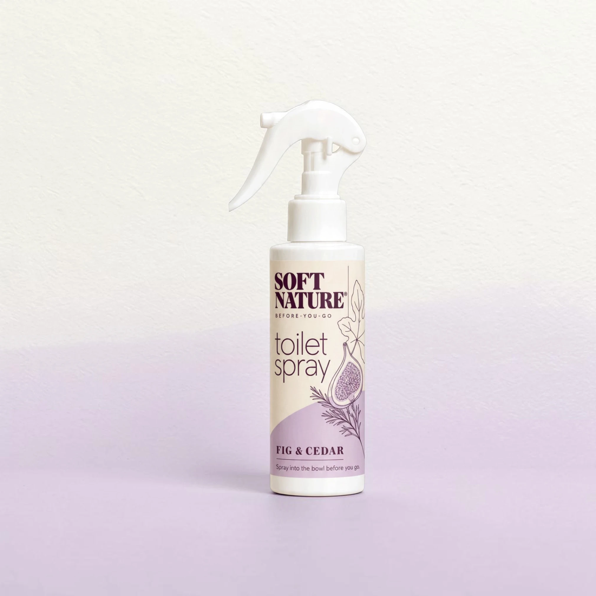 SOFT NATURE Sea Salt & Sage before-you-go toilet spray, 125 mL bottle with a black label and black trigger sprayer.