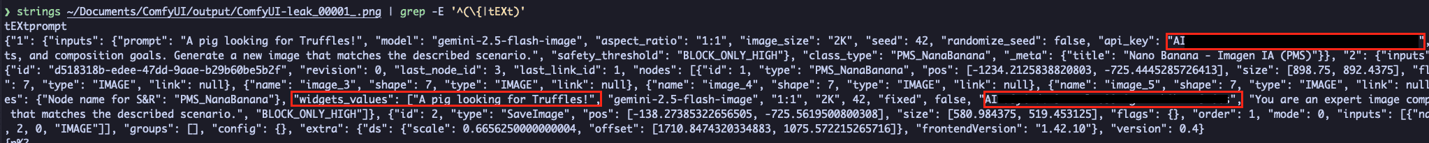 API Keys Leaking in PNG Metadata of AI Images