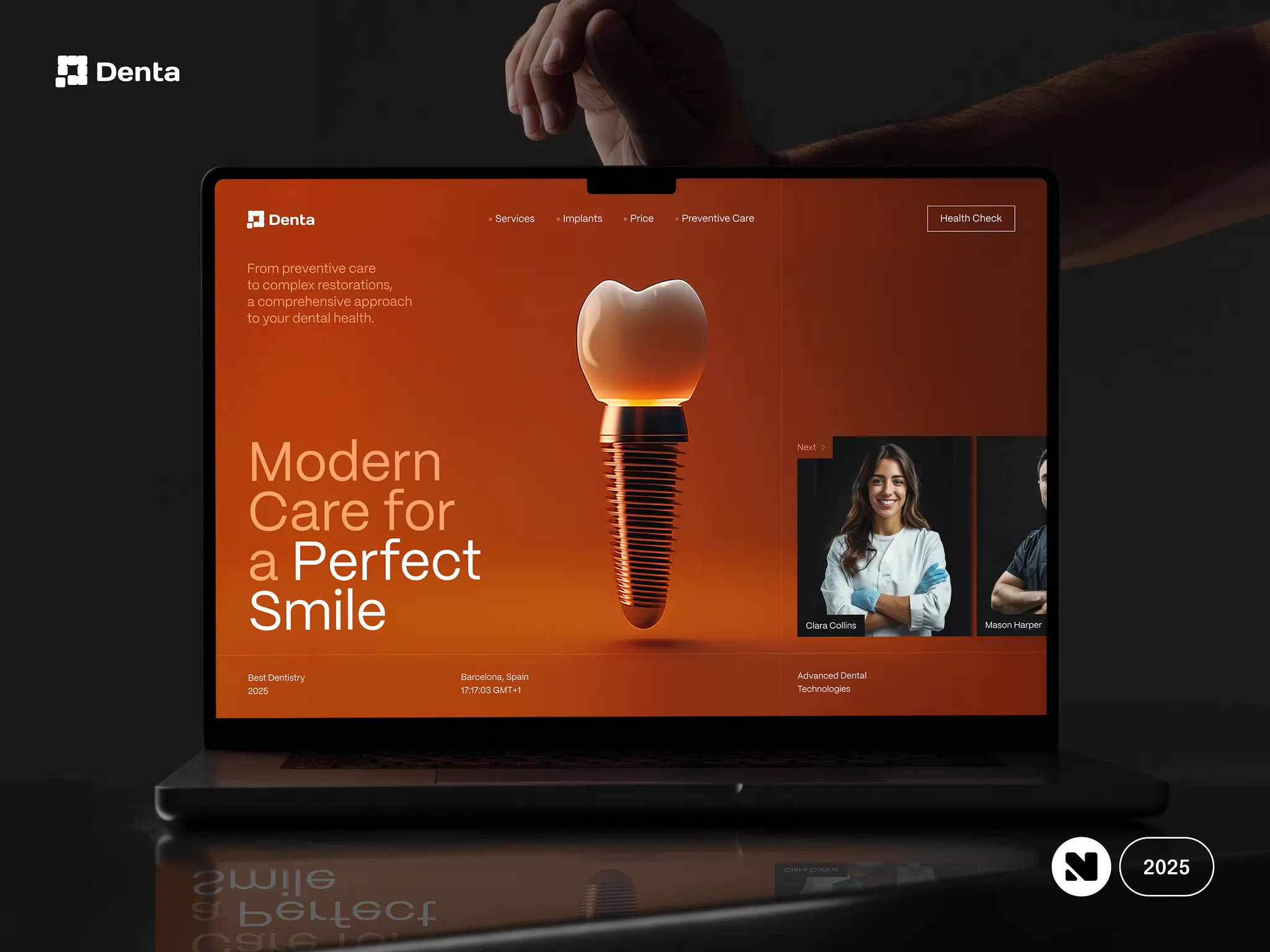 A dentist website showing dentalmplants