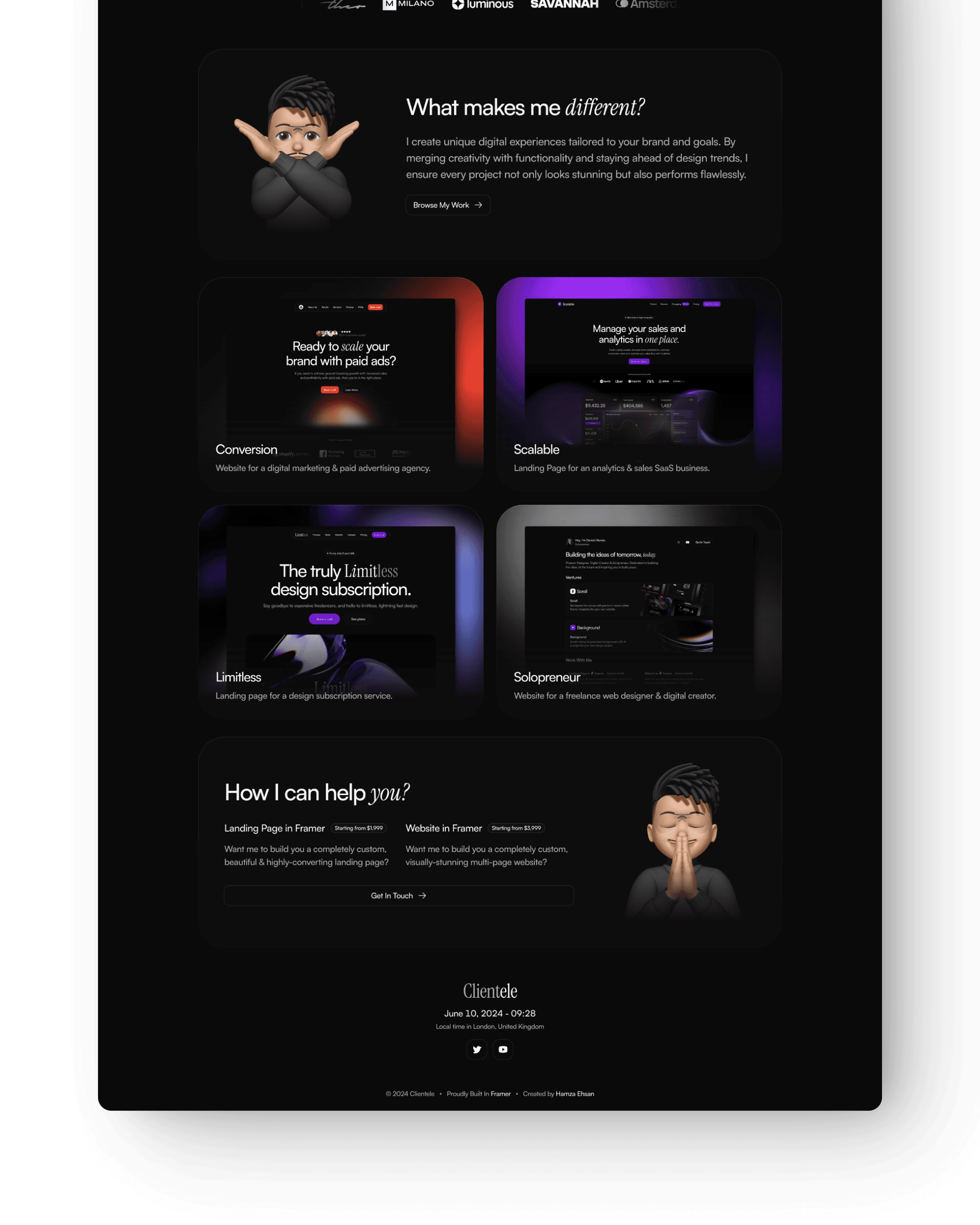 Screenshot of Clientele template