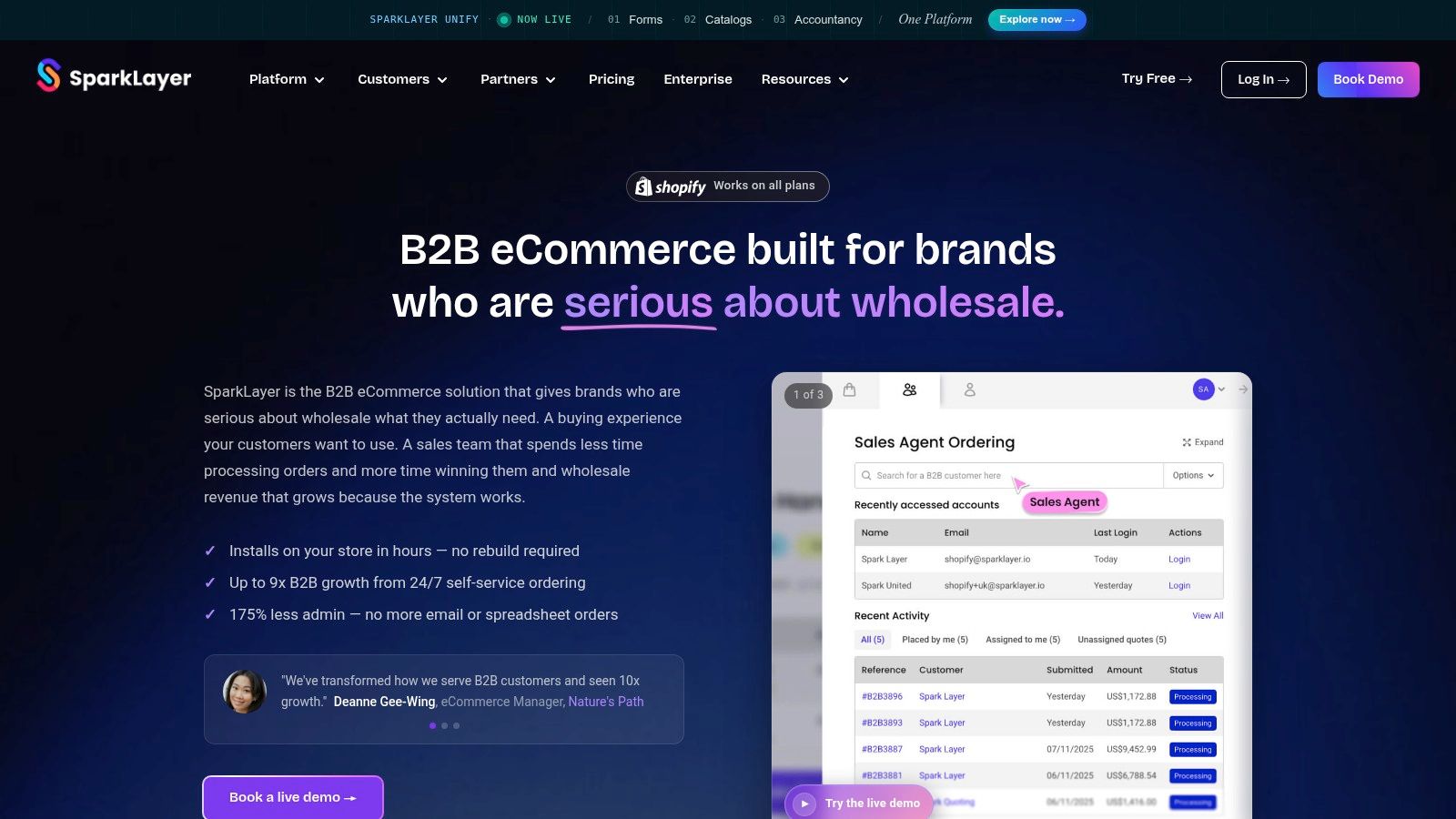 SparkLayer B2B & Wholesale