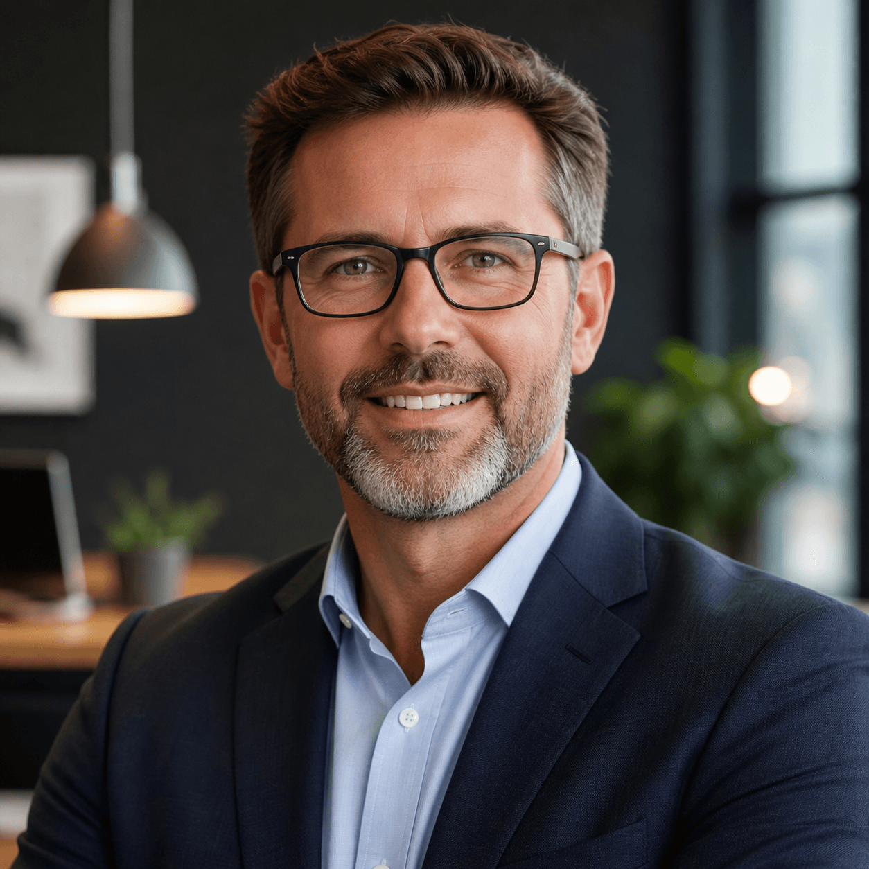 Professional portrait in modern office