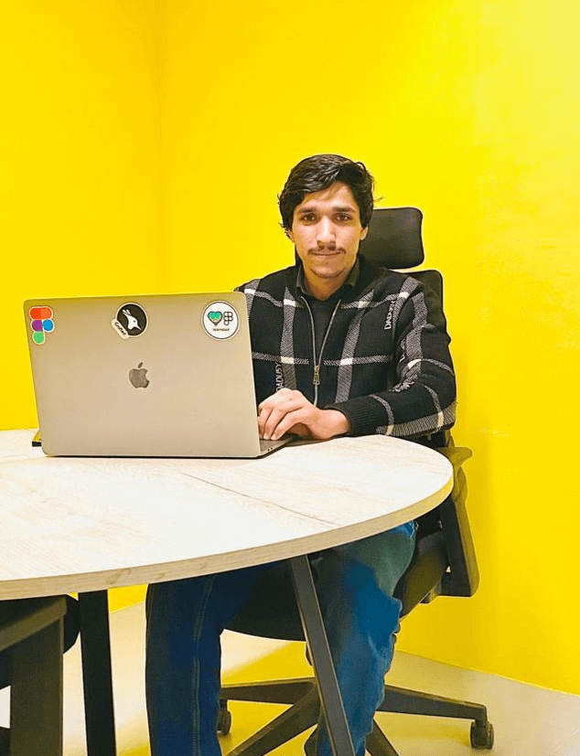 Portrait of portfolio creator – back view