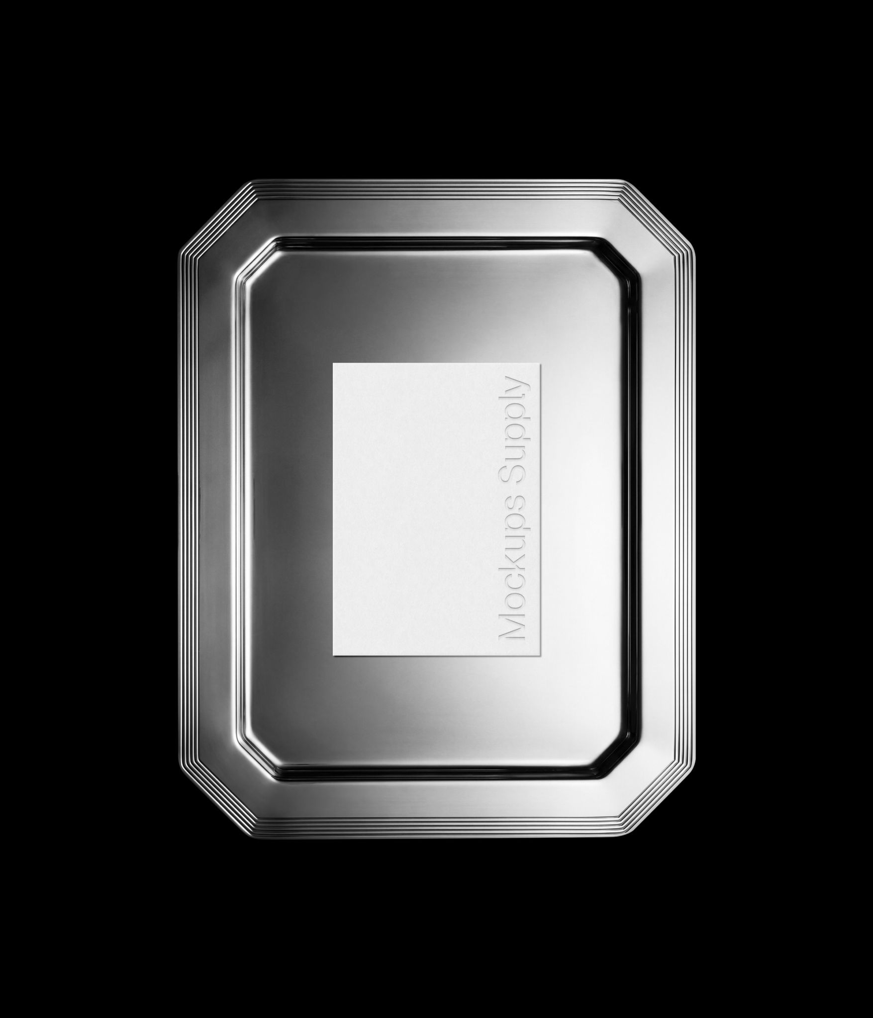 Flyer A5 mockup on octagonal metal plate with debossed text effect for restaurant branding presentation