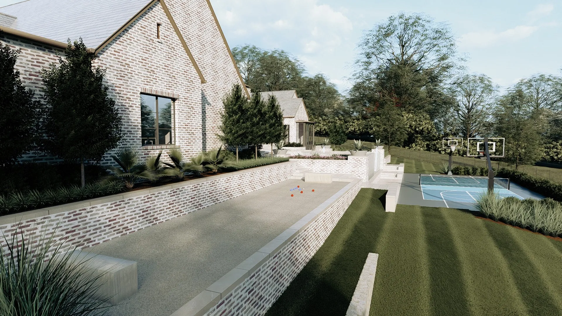 Modern farmhouse hardscape design in Montrachet