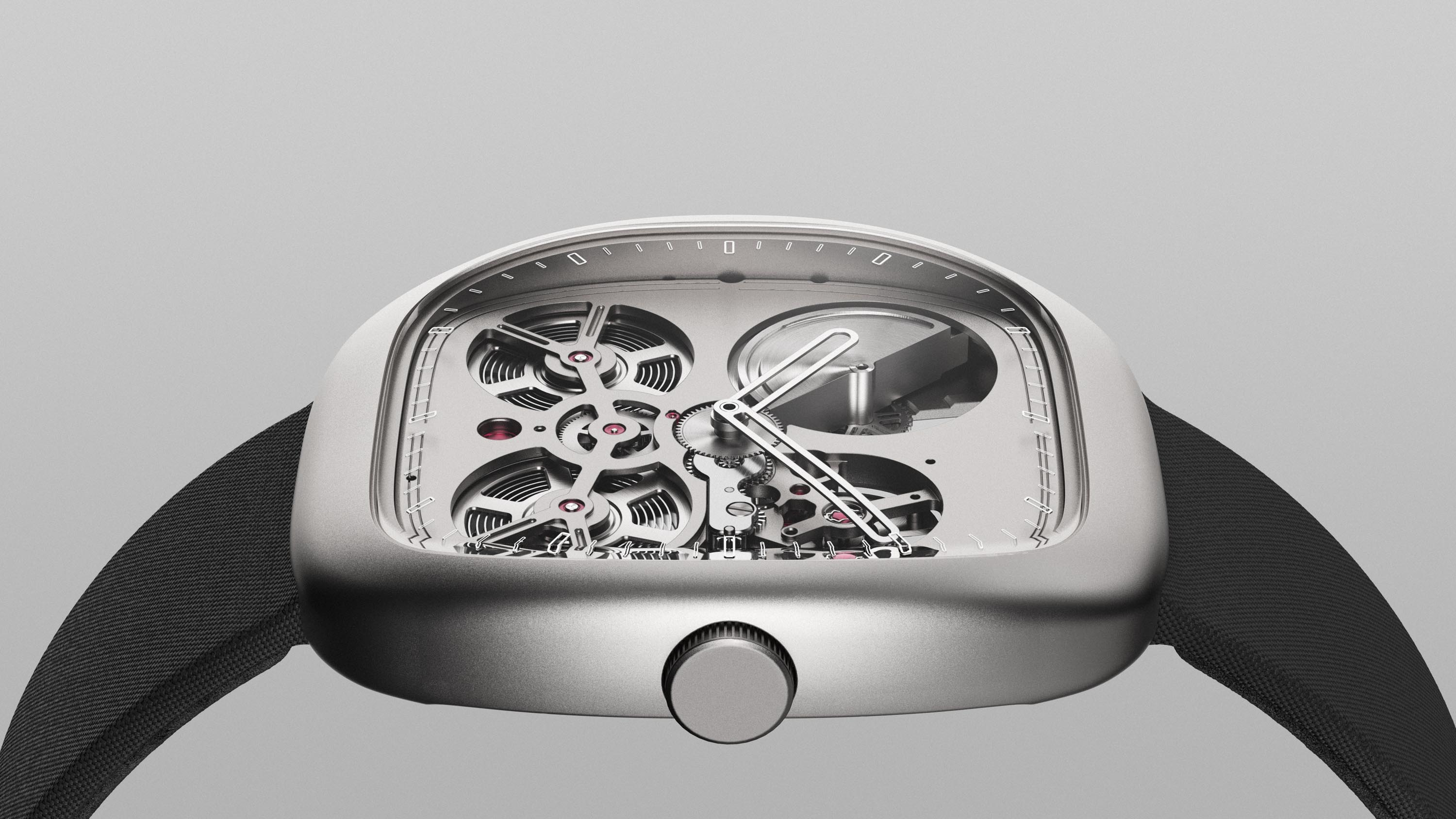 Render vista laterale dell'orologio WKR ACF 02