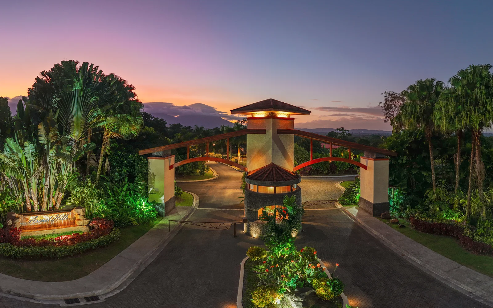The manned security gates at Arenal Hills