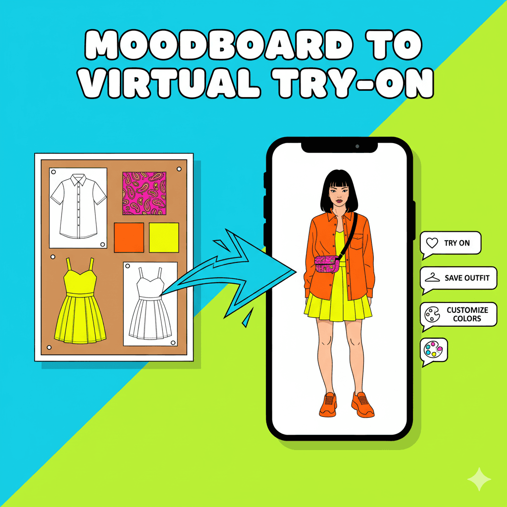 Young adult using Monova Nova Try-On on smartphone, virtually trying on stylish casual outfit. AI-powered virtual try-on shows full outfit integration with digital wardrobe, highlighting day-to-night versatility. Personalized style recommendations demonstrate what the user should wear versus just what fits, enhancing confidence and reducing returns. Background minimal with subtle fashion elements, emphasizing tech-driven personalized styling for modern fashion-savvy audience