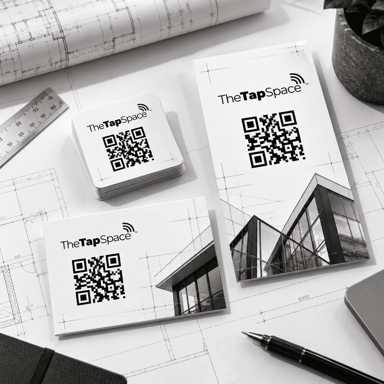 TapSpace QR stickers, postcard inserts, and mini flyers