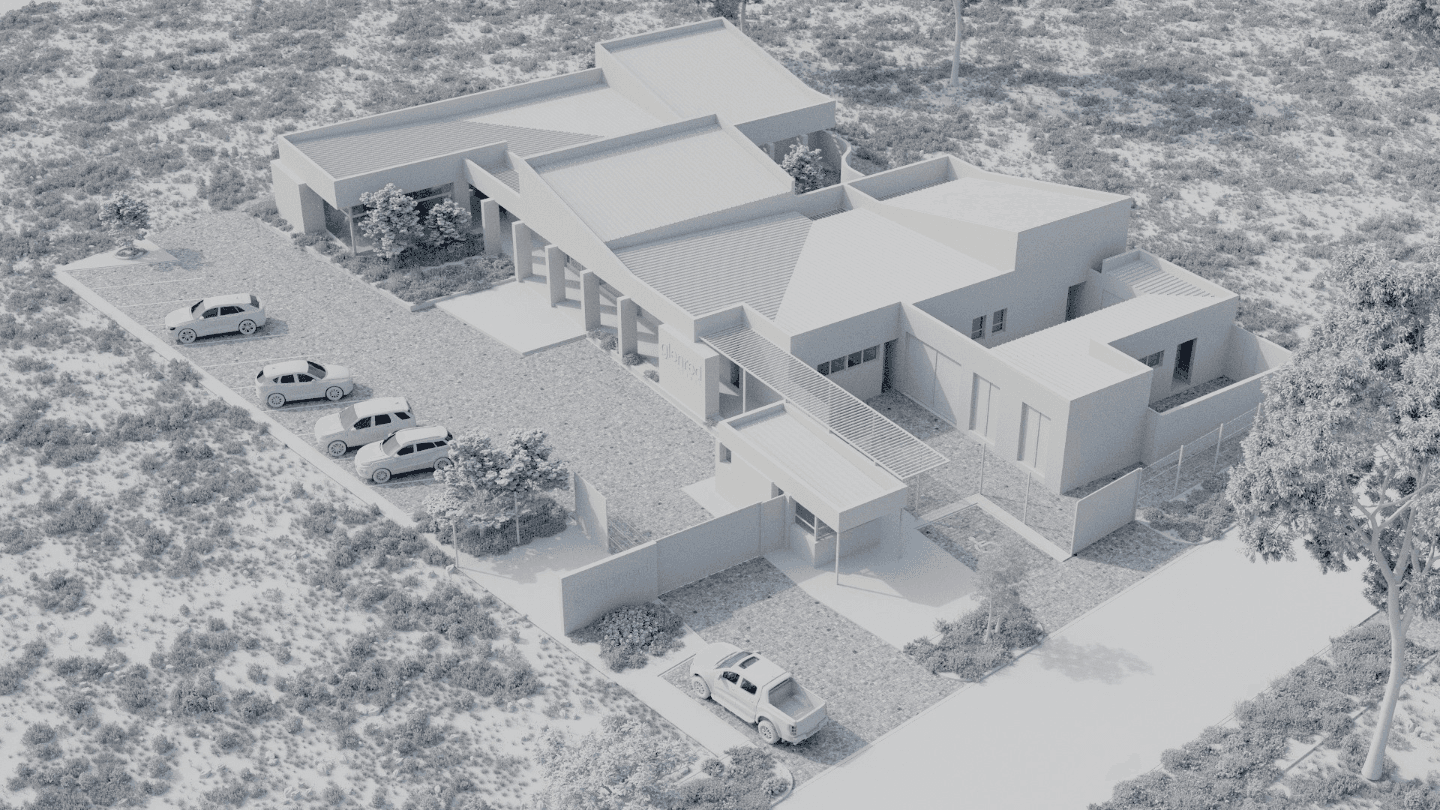 White clay 3d model earial view od large development