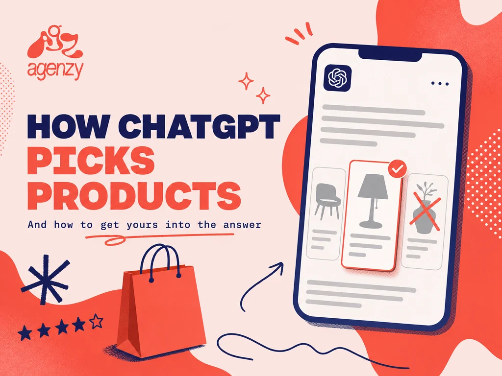 How ChatGPT picks products and how to get yours into the answer, cover with a ChatGPT answer on a phone