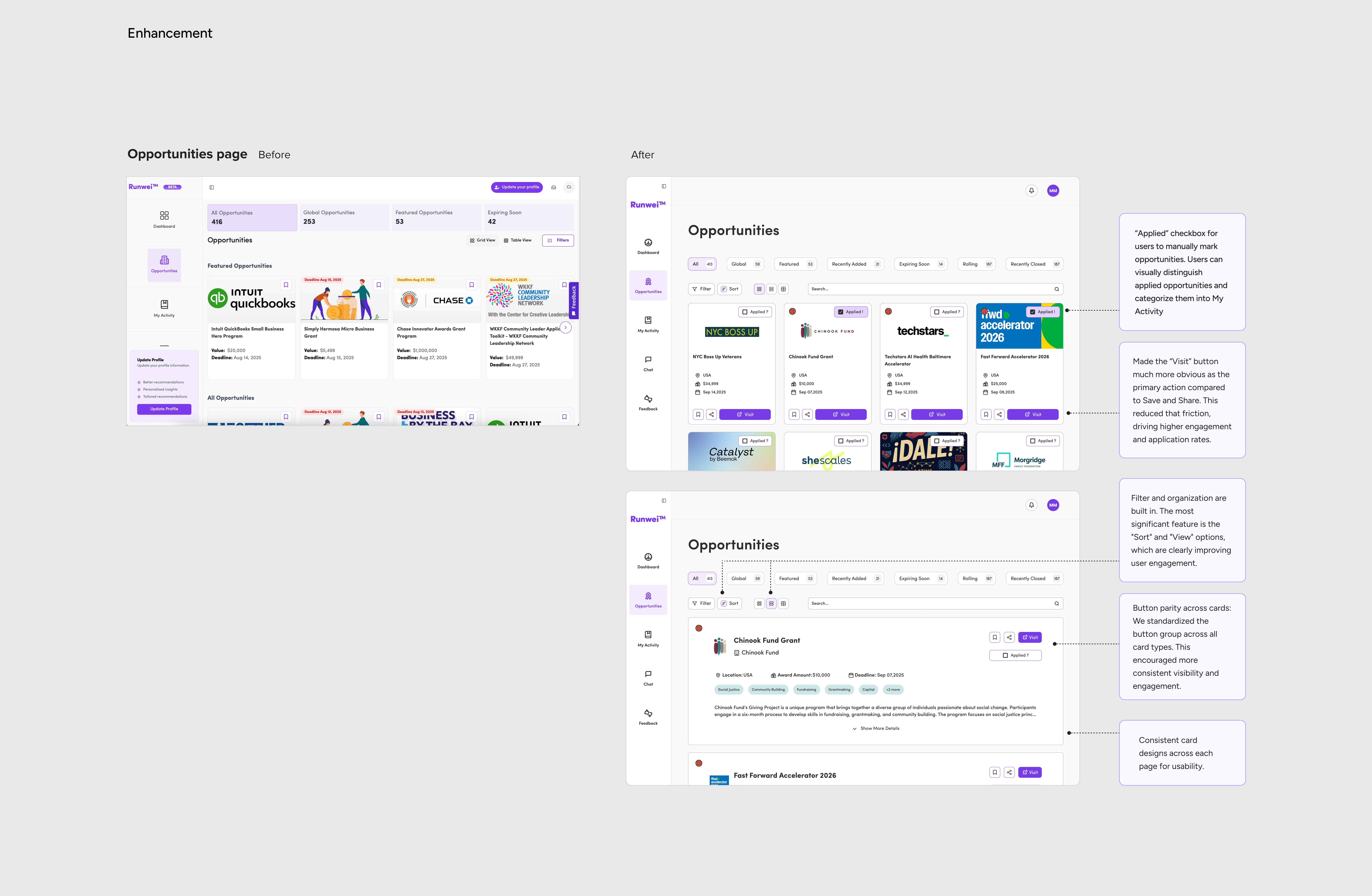 Opportunities Page Interation
