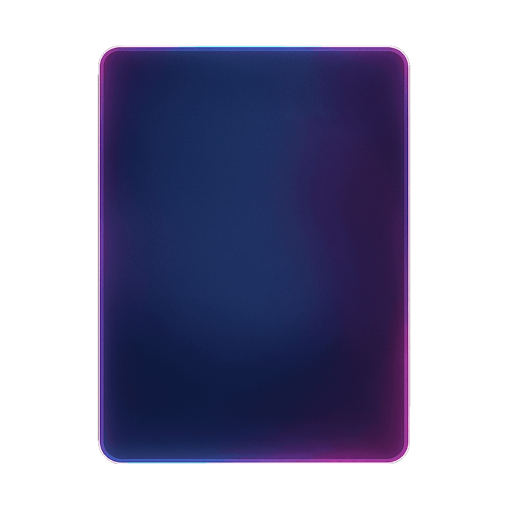 A sleek, dark rectangular panel with a glowing purple and blue gradient border, set against a light background.