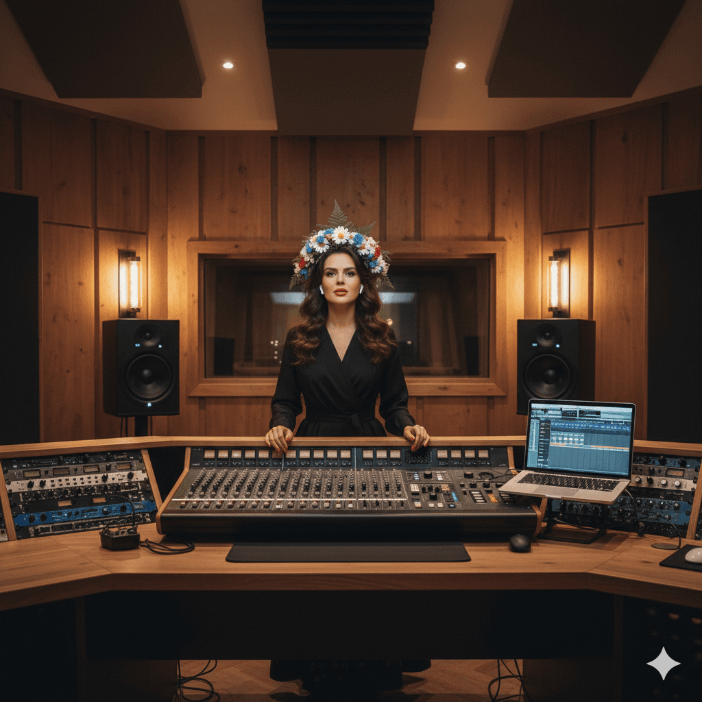 Mixing buttons in a recording studio