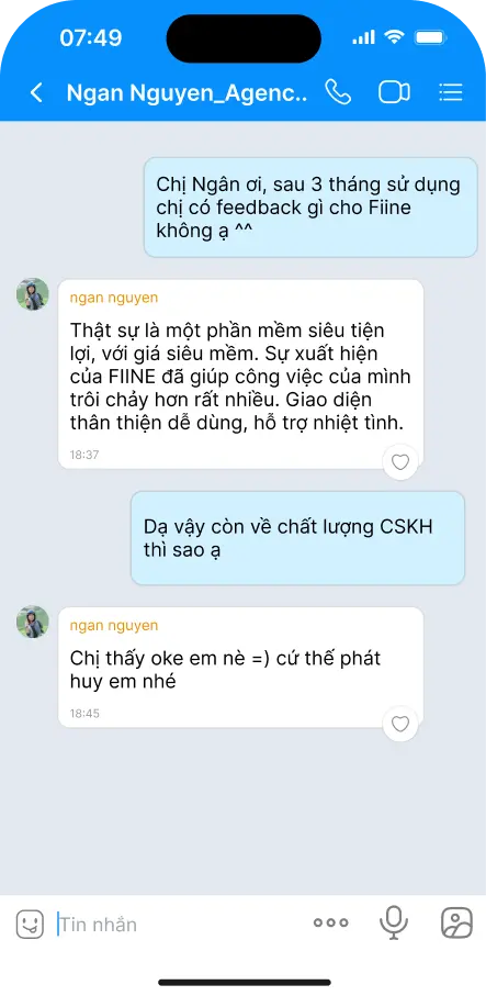 Feedback của chị Ngân