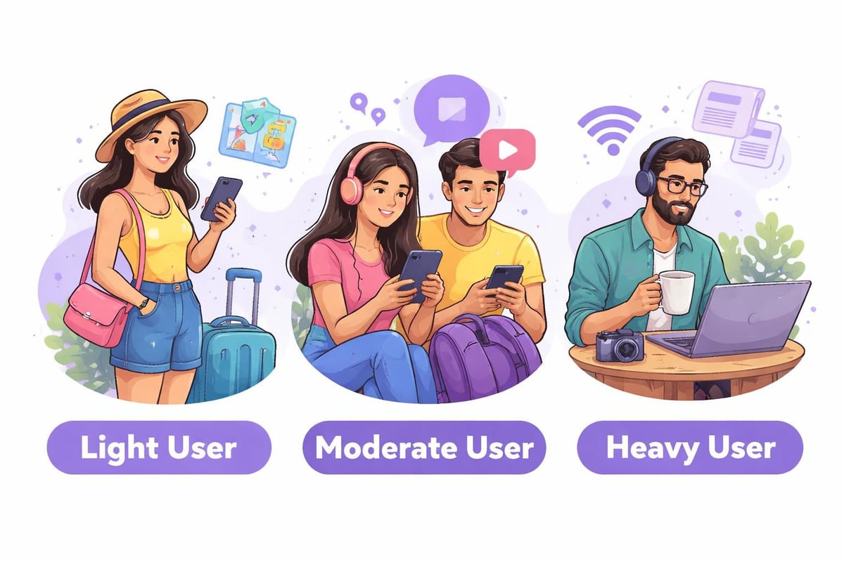Travel data usage comparison