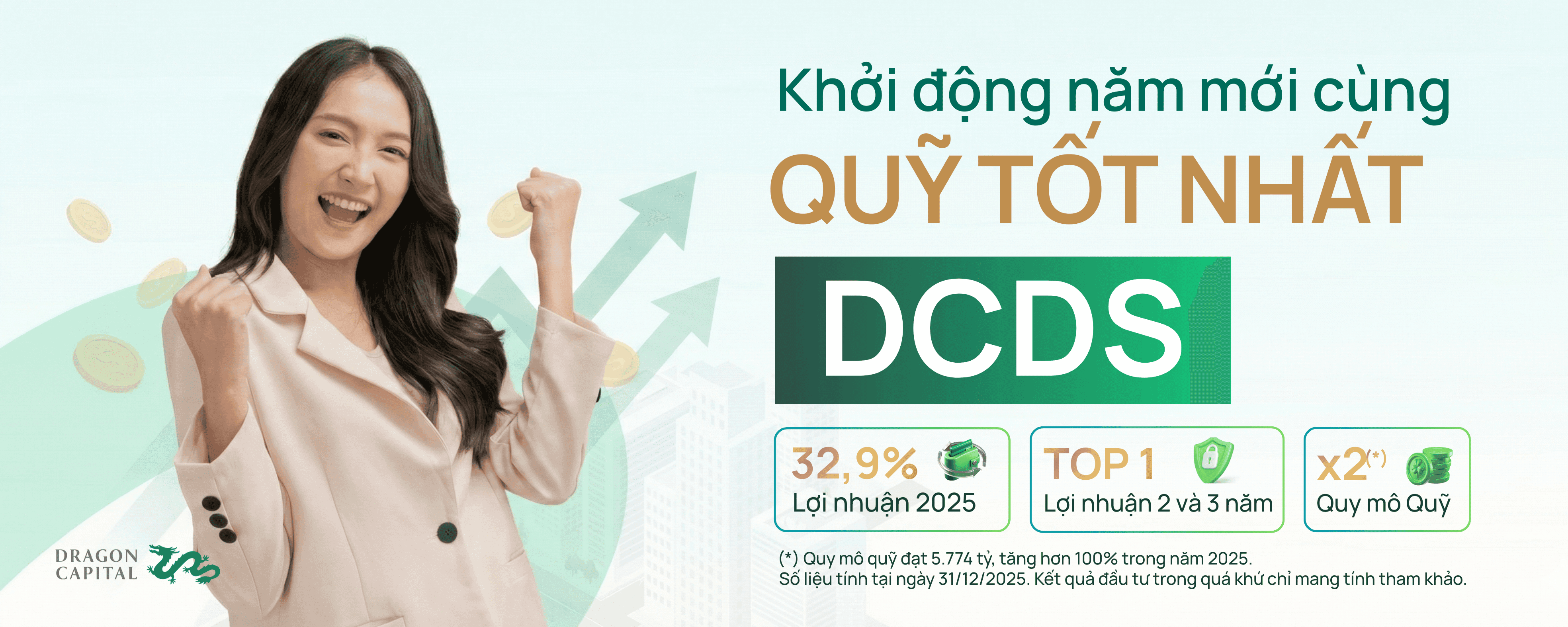Hình ảnh minh họa khởi động năm mới cùng quỹ DCDs, lợi nhuận 2025 đạt 32,9%